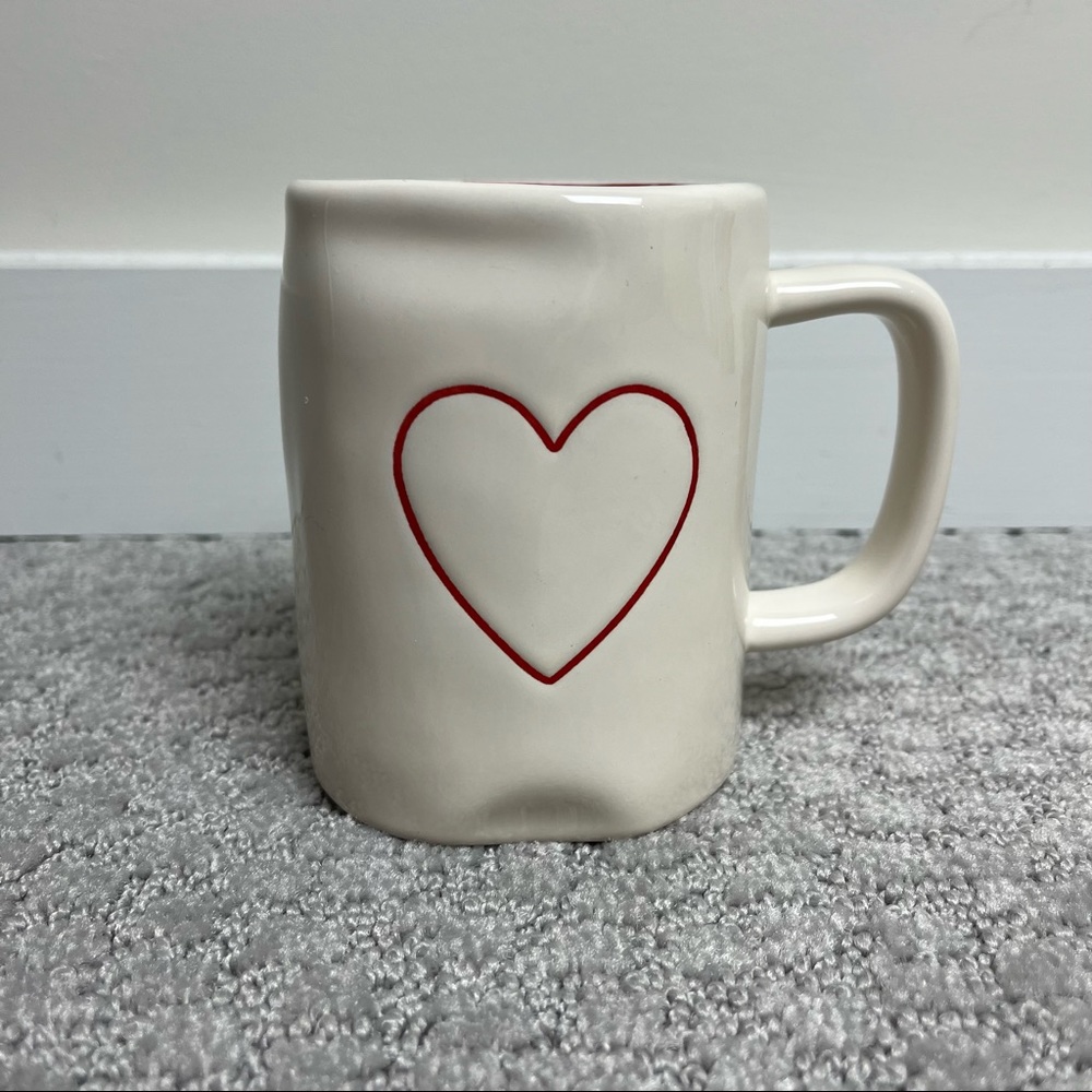 Rae Dunn by magenta double‎ sided red heart coffee tea cocoa mug red inside